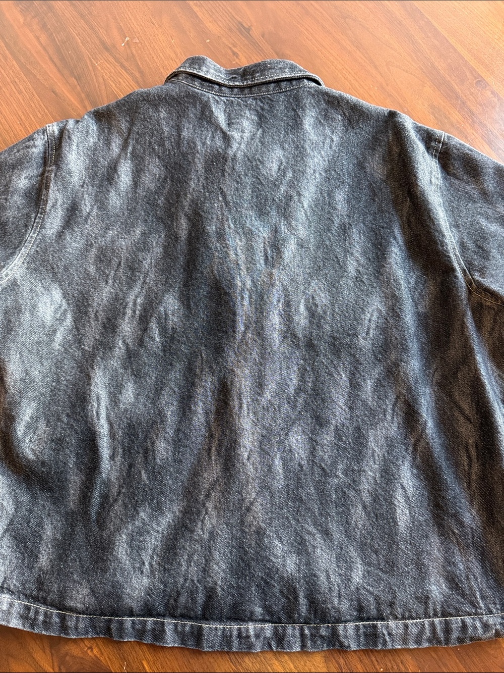 ZARA Washed Black Denim Zip-Front Jacket boxy medium men - Picture 5 of 5